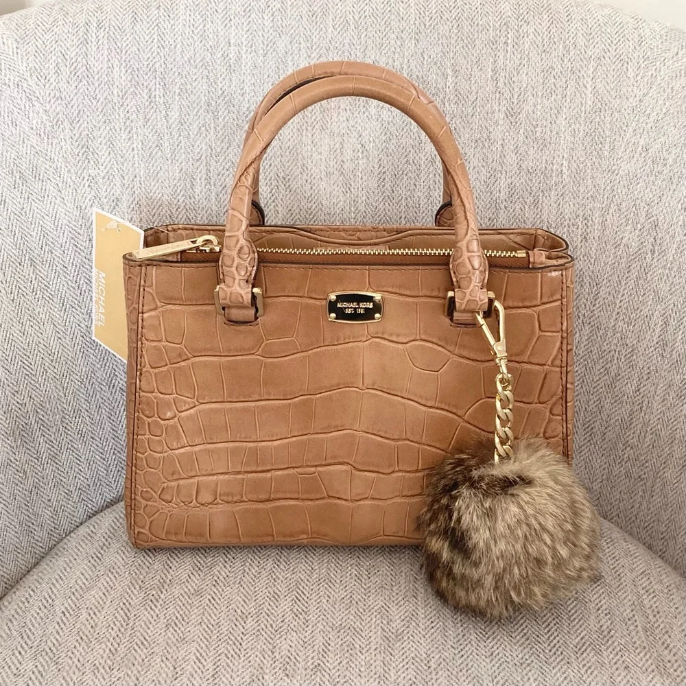 Michael Kors Kellen Satchel Croc Embossed Bag